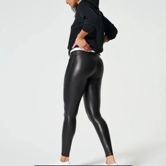 SPANX Shape Faux Leather Leggings Size Small - Picture 2 of 8